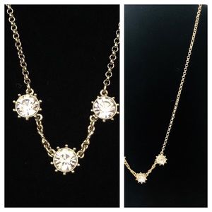 Betsey Johnson Vintage Gold Rhinestone Necklace